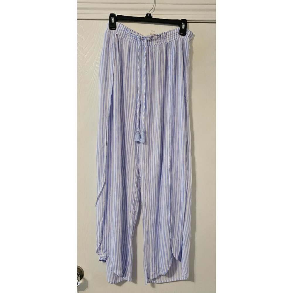 Simple Pleasures Womens Lightweight Wide-Leg Palazzo Lounge Pants Sz L Coastal